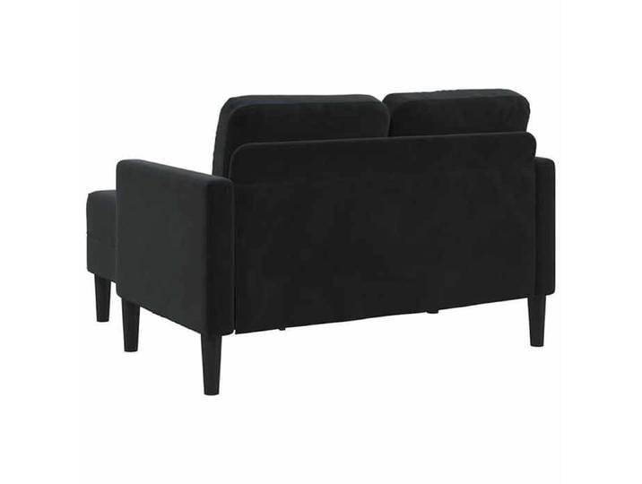 (On Sale)Canapé 2 Places - Haute qualité Canapé Scandinave - 2 Coussins - 2 Accoudoirs - avec méridienne en L Noir 125 cm Velours S_