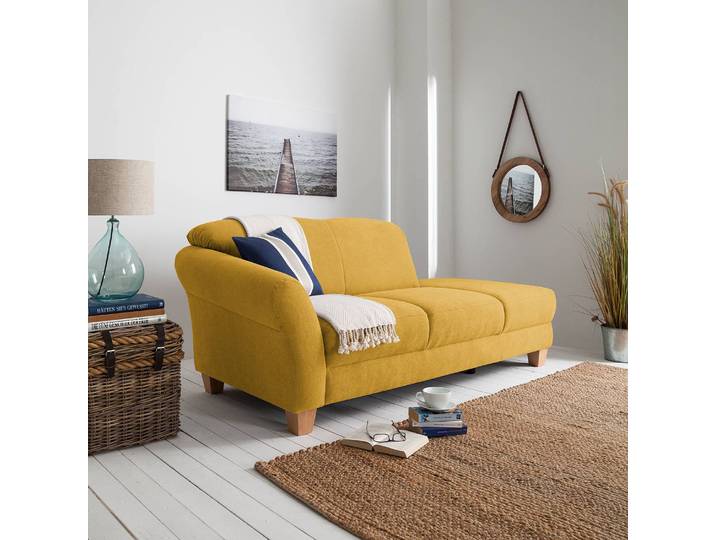 Recamiere Webstoff Gelb/Safrangelb Webstoff 194 x 84 x 91cm Armlehne davorstehend links Natur