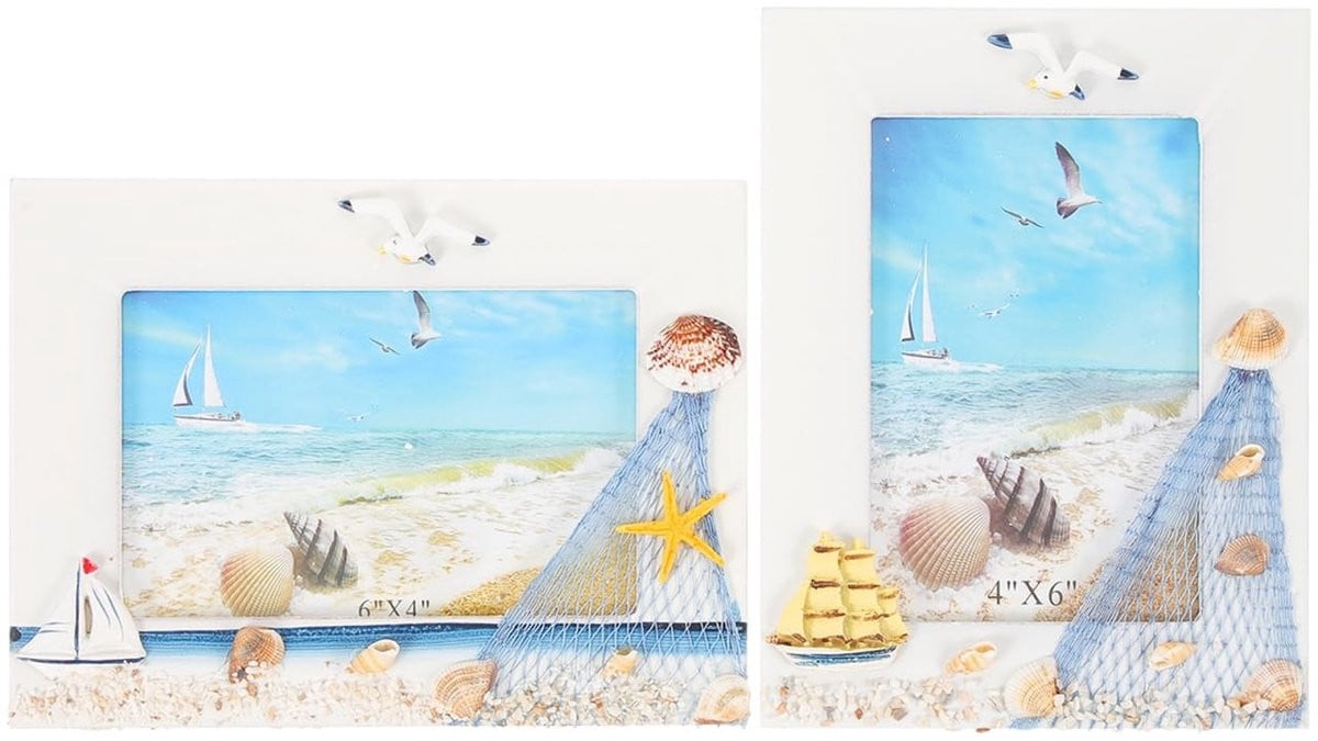 Dailygoods Houten Fotolijst - 2 Stuks - Nautische Decoratie - Creatieve Fotohouder voor Verticale of Horizontale Foto's