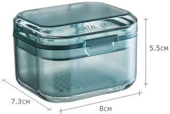 Inspire Daily Merch Portable Storage Box For Invisible Braces And Orthodontic Retainers Travel Denture Case blue