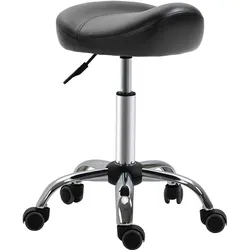 ROLLHOCKER Höhenverstellbarer Arbeitshocker mit Rädern für Massage Schwarz