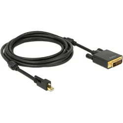 Delock Mini DisplayPort – DVI (3 m), Videokabel, Schwarz