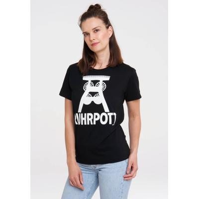 T-Shirt LOGOSHIRT "Ruhrpott", Damen, Gr. XS, schwarz-weiß (schwarz, weiß), 100% Baumwolle, bedruckt, normal, Rundhals, Shirts T-Shirt, mit lizenziertem Print