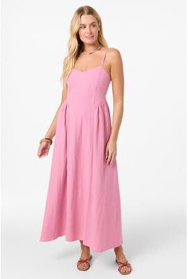 O'Neill s Linden Solid Dress Midi Dress in Cashmere Rose, Size Large, Linen