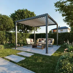 agadon Aluminum Lamellen-Pergola Plus elektrisch 297 x 297 cm Dunkelgrau - Dunkelgrau - 3x3 m - Elektrisch