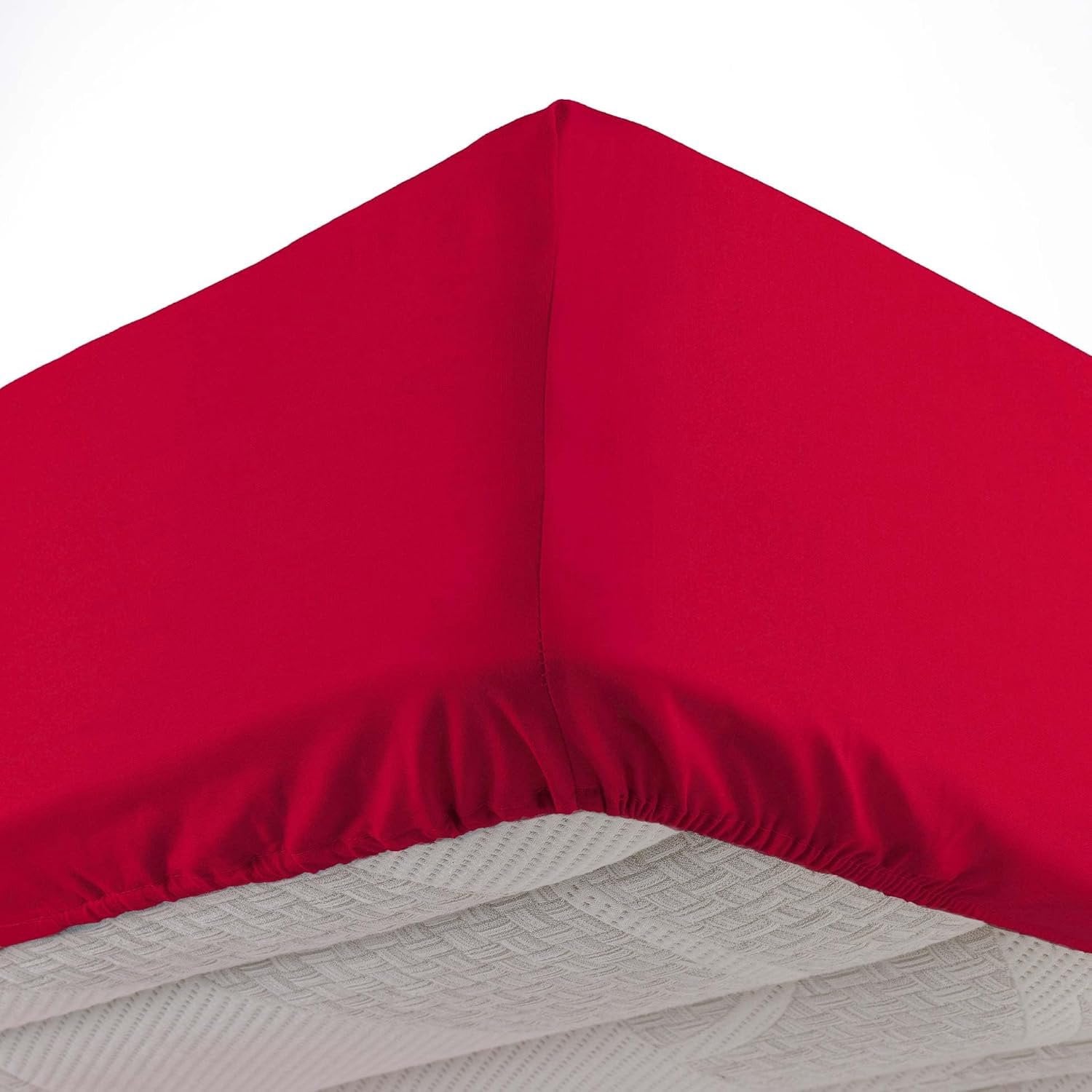 Merkloos Hoeslaken Microvezel - Effen Rood - 90x190 cm