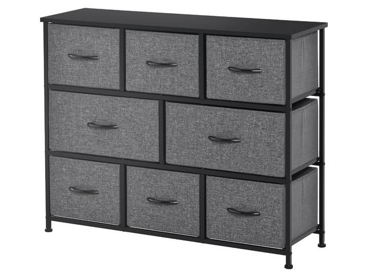 HOMCOM Kommode mit 8 Stoff Schubladen Aufbewahrungsschrank mit Metallgestell