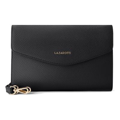 Clutch LAZAROTTI "Bologna Leather Clutch Umhängetasche Leder 23 cm", Damen, Gr. B/H/T: 4cm x 15cm, schwarz, Leder, Taschen