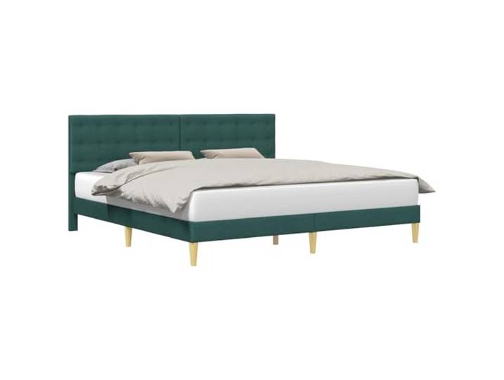 ZQQLVOO Bettrahmen mit Kopfteil Dunkelgrün 180 x 200 cm Stoff Minimalistischer Stil, weiches Stoffmaterial, Sperrholz-Kopfteil, konische Beine, fester Lattenrost, pflegeleicht