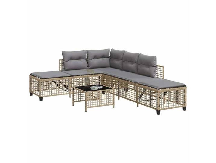 Salon de jardin d'angle avec coussins 3pcs mélange beige rotin ensemble de canapés d'extérieur salon de jardin 365448