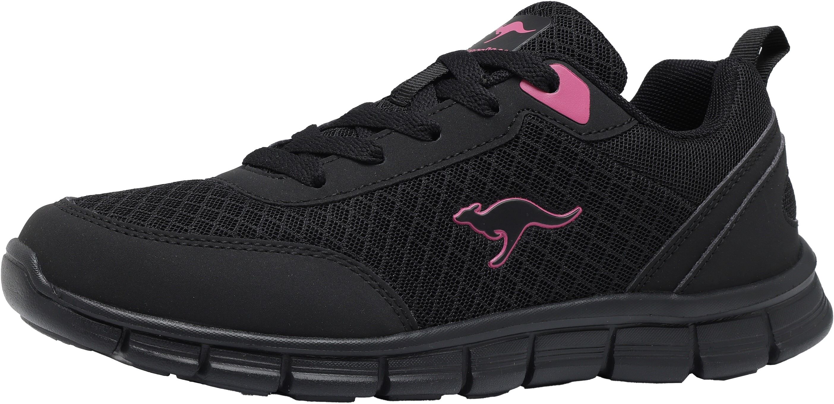 Sneaker KANGAROOS "K-RF BETHY", Damen, Gr. 41, atmungsaktiv, schwarz (jet schwarz, daisy pink), Synthetik, Textil, Schuhe Sneaker, Atmungsaktiv