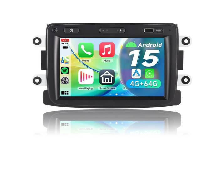 A-Sure 7 4G+64G Android 15 CarPlay Für Renault Dacia Duster Sandero Captur Autoradio (Digitalradio (DAB)