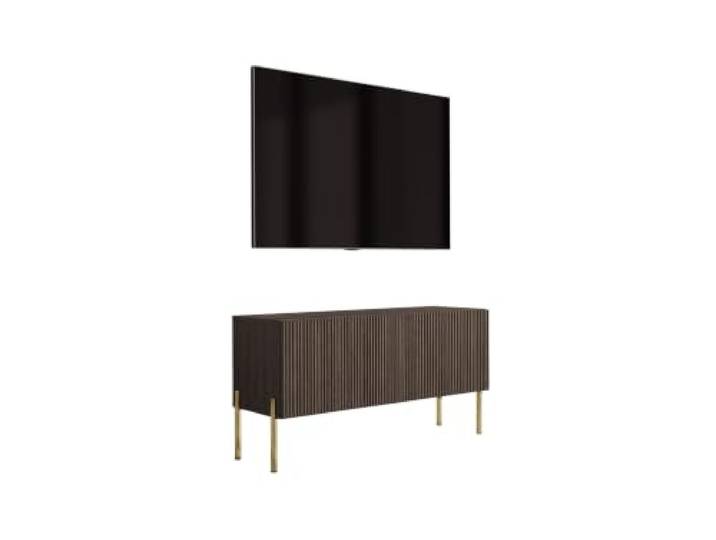 3xE Living TV-Lowboard mit Beinen 100 cm, 1 Tür, Dunin Eiche, goldene Beine, 100 x 32 x 52 cm