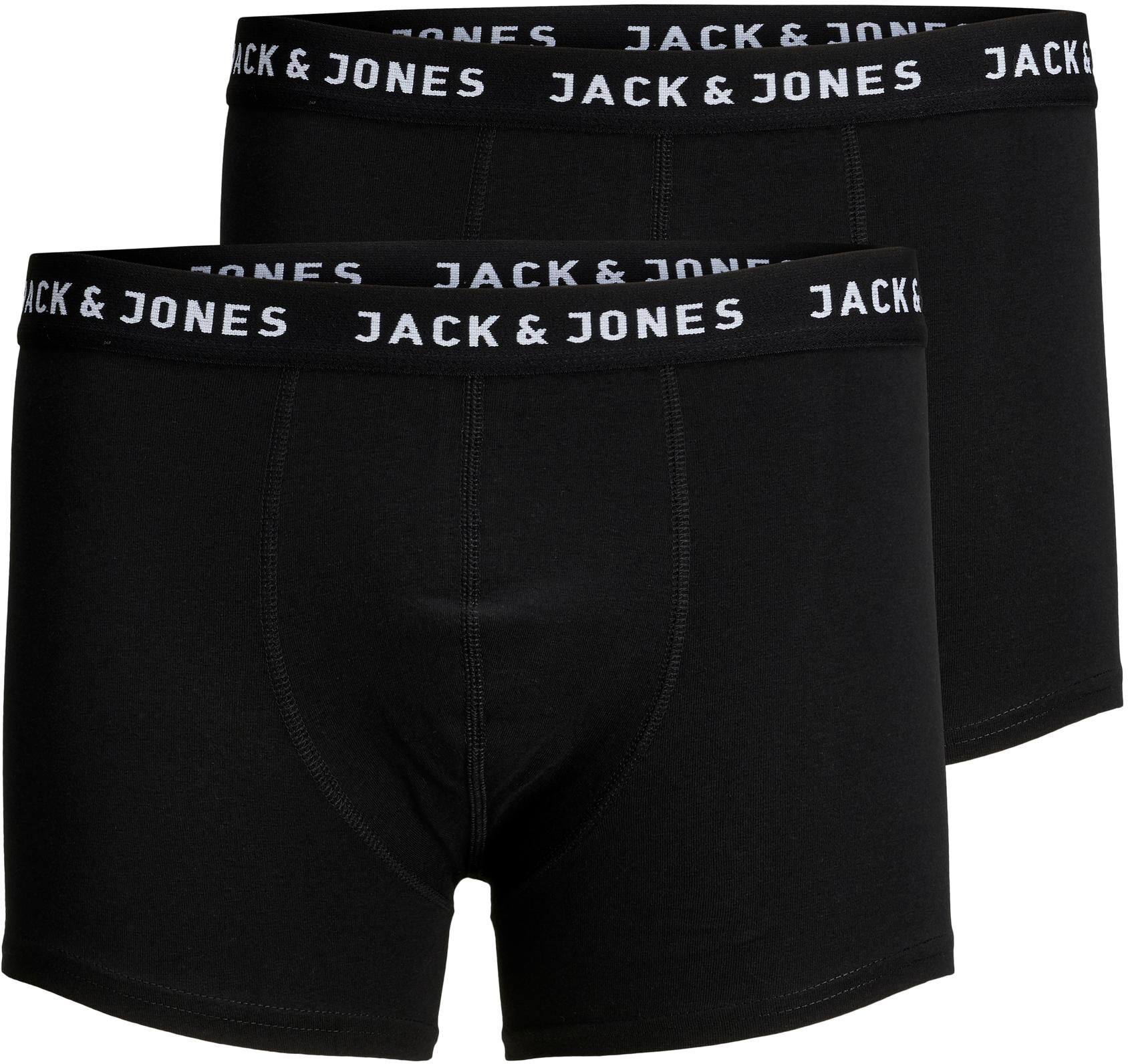 Trunk JACK & JONES "JACJON TRUNKS 2 PACK NOOS", Herren, Gr. S, 2 Stk., schwarz, Jersey, Obermaterial: 95% Baumwolle, 5% Elasthan, unifarben, Unterhosen Trunk