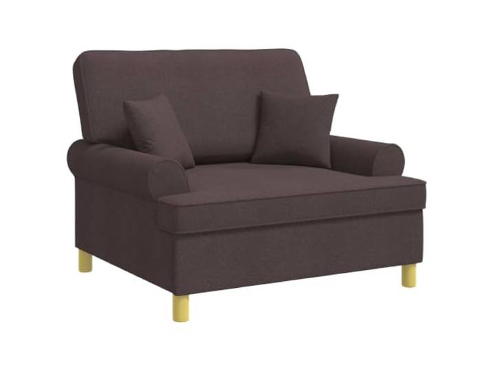 KDVXBCQJH Sessel mit 2 Kissen Polstersessel Dunkelbraun 116x100x92cm Moderner Polstersessel mit Kissen für Wohnzimmer und Schlafzimmer, stabiler Holzwerkstoff-Rahmen in Dunkelbraun.