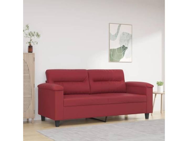 HEFZGDB Weinrotes 2-Sitzer-Sofa 140 cm Breite Kunstleder Polsterbezug Langlebiges Metallgestell Bequeme Sitzflächen Modernes Design Schmutzabweisend Luxuriöser Look Stabiles Sofa