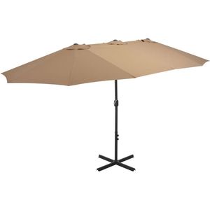 vidaXL Sonnenschirm 44870, 460 x 270cm, taupe, Doppelschirm, mit Ständer