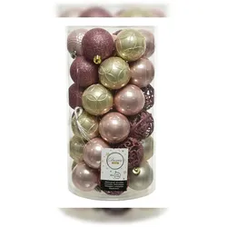 Christmas Decorations 37 Weihnachtskugeln 6cm Kunststoff Christbaumkugeln Christbaumschmuck mix rosa