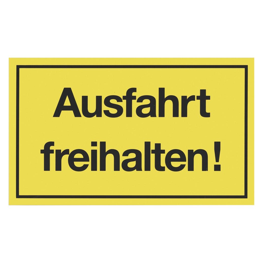 Meister Hinweisschild "Ausfahrt freihalten" gelb, 15 x 25 cm aus Kunststoff (WU0500030)