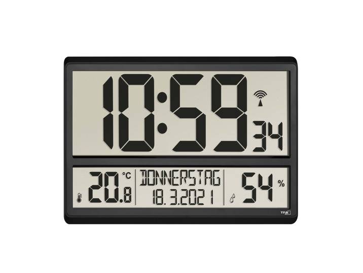 Digitale XL-Funkuhr mit Raumklima und Wochentaganzeige, 60.4520.01, TFA Dostmann