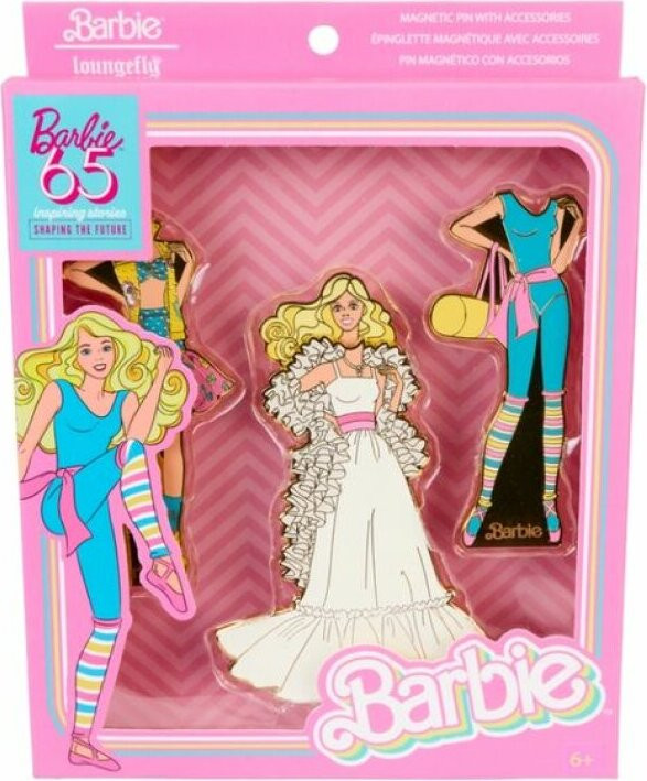 Loungefly Barbie 65 jaar jubileum set met outfits en magneetnaalden, Roze, One size