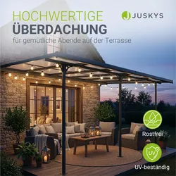 Juskys Terrassendach Borneo 5,5 x 3 m Aluminium mit Doppelstegplatten Terrassenüberdachung Dunkelgrau