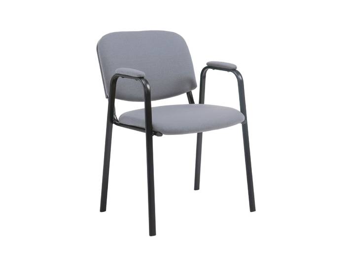 Chaise de visiteurs avec accoudoirs en tissu Gris