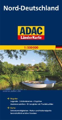 ADAC Kartografie - ADAC Länderkarte Nord-Deutschland 1:500.000: Register: Legende, Zufahrtskarten, Citypläne, Autokennzeichen, Ortsregister mit Postleitzahlen. Karte: ... Nationalparks, landschaftlich schöne Strecken - Preis vom 13.10.2026 19:28:25 h