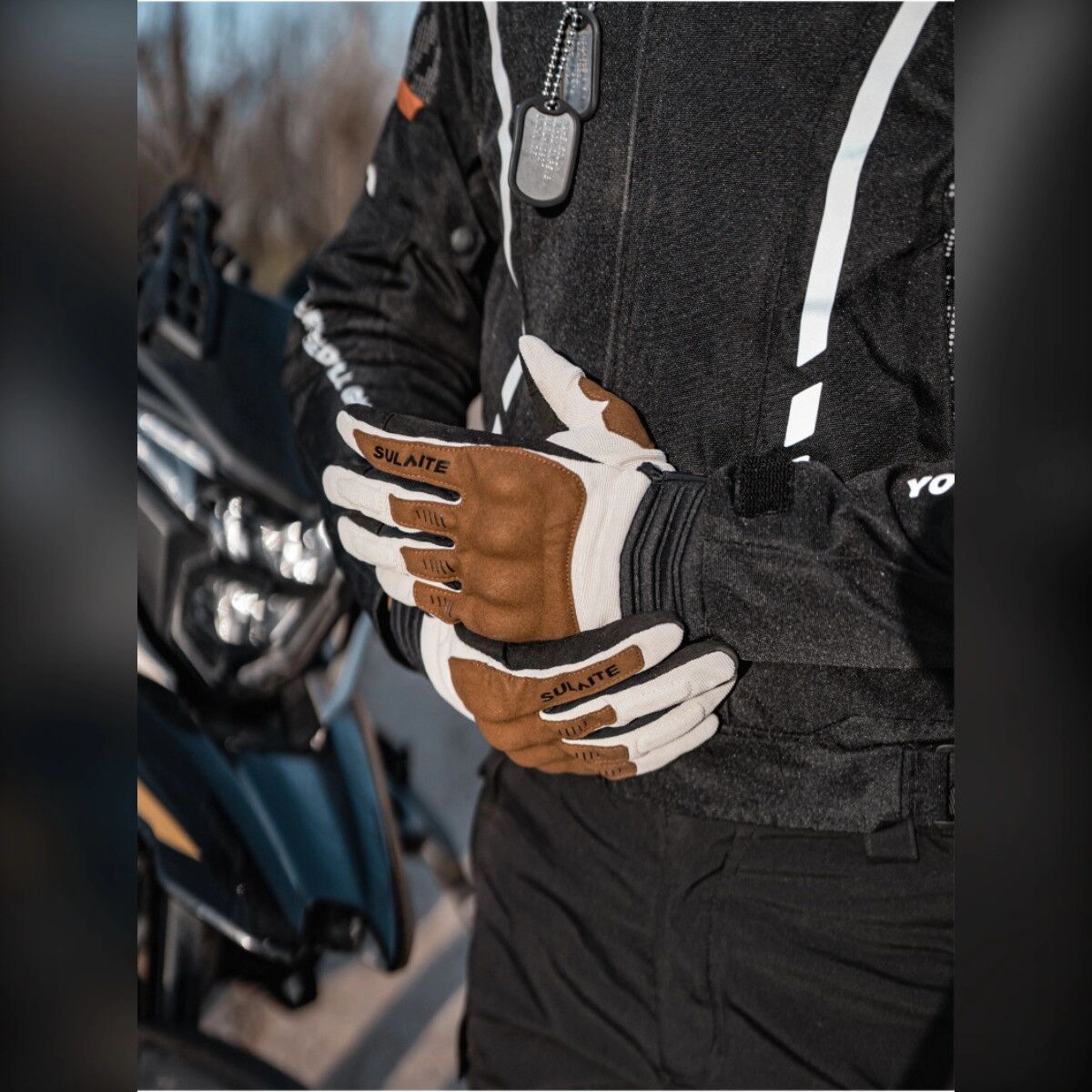 INF Motorradhandschuhe mit atmungsaktivem Mesh, PVC-Knöchelschutz und Touchscreen-Kompatibilität Schwarz