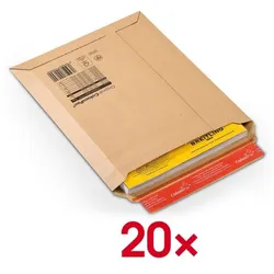 Colompac 20 Kartonversandtaschen DIN A4 ohne Fenster braun, 22.9x31 cm