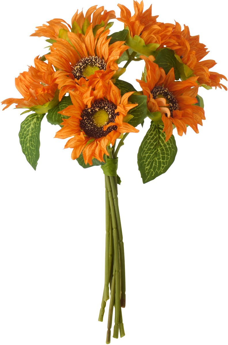 J-Line bloemenboeket Zonnebloem oranje textiel