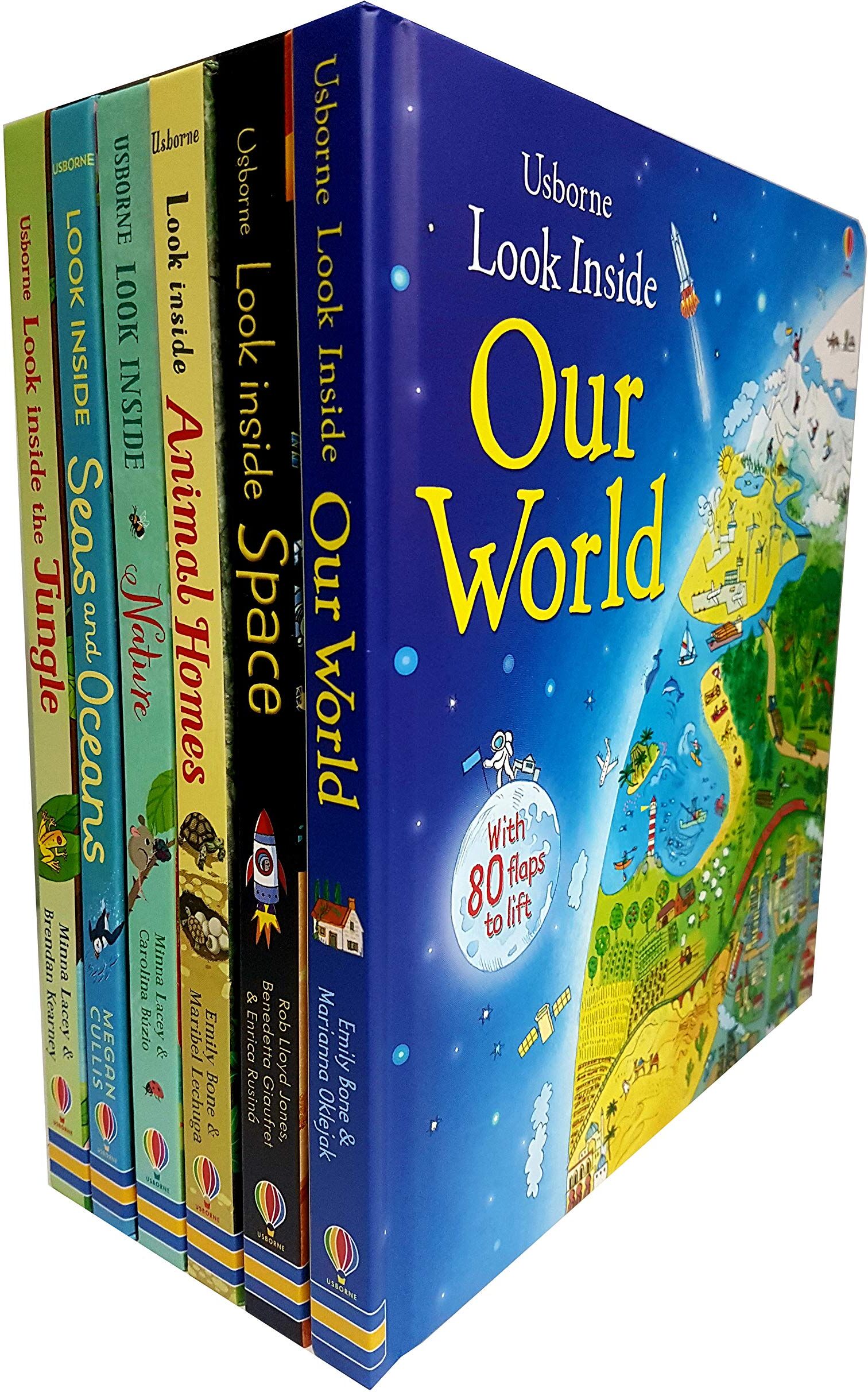 Usborne Look Inside Our World 6 Books Collection Set by Minna Lacey & Megan Cullis - Lift-the-Flap Board Books - Ages 5-8 - Space, Animals, Nature, Oceans & Jungle