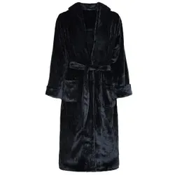 Decoy Long Terry Robe With Hood Schwarz Polyester Large Damen