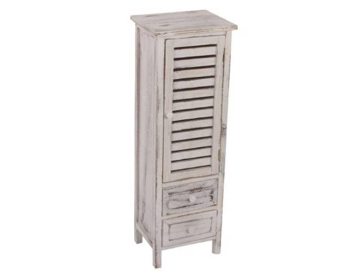 Mendler Kommode Shabby-Look, 90x30x25cm - weiß Schrank, Vintage
