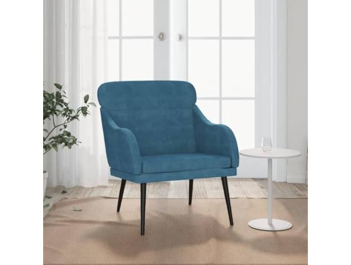 HEFZGDB Sessel Blau 63x76x80 cm Samt Relaxsessel Bequemer Polstersessel mit Metallgestell und gepolsterter Rückenlehne