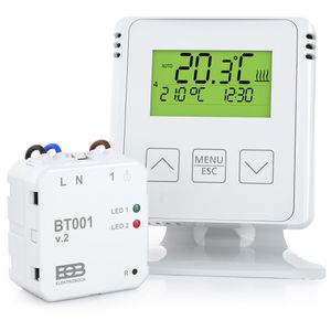 Elektrobock Raumthermostat BT731, Funk, Set, digital, mit Bedientasten & Empfänger, Unterputz