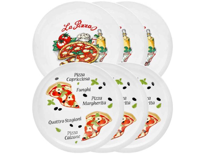 Pizzateller VAN WELL Pizzateller Napoli & Margherita ø 30,5 cm 6er Set bunt , bunt, L:30,5cm, Speiseteller, Pizzateller
