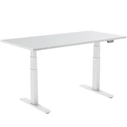 KIMEX - Motorisierter Sitz-Steh-Schreibtisch 150x75cm Weiße Tischplatte/Weiße Beine