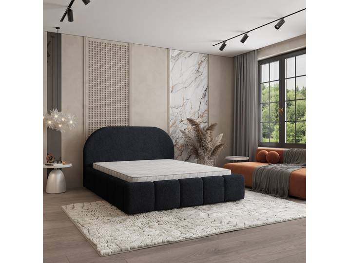 Masseno Polsterbett FLUSSO 200x200 cm, Polsterbett mit Bettkästen -Schwarz, QUELLE 100
