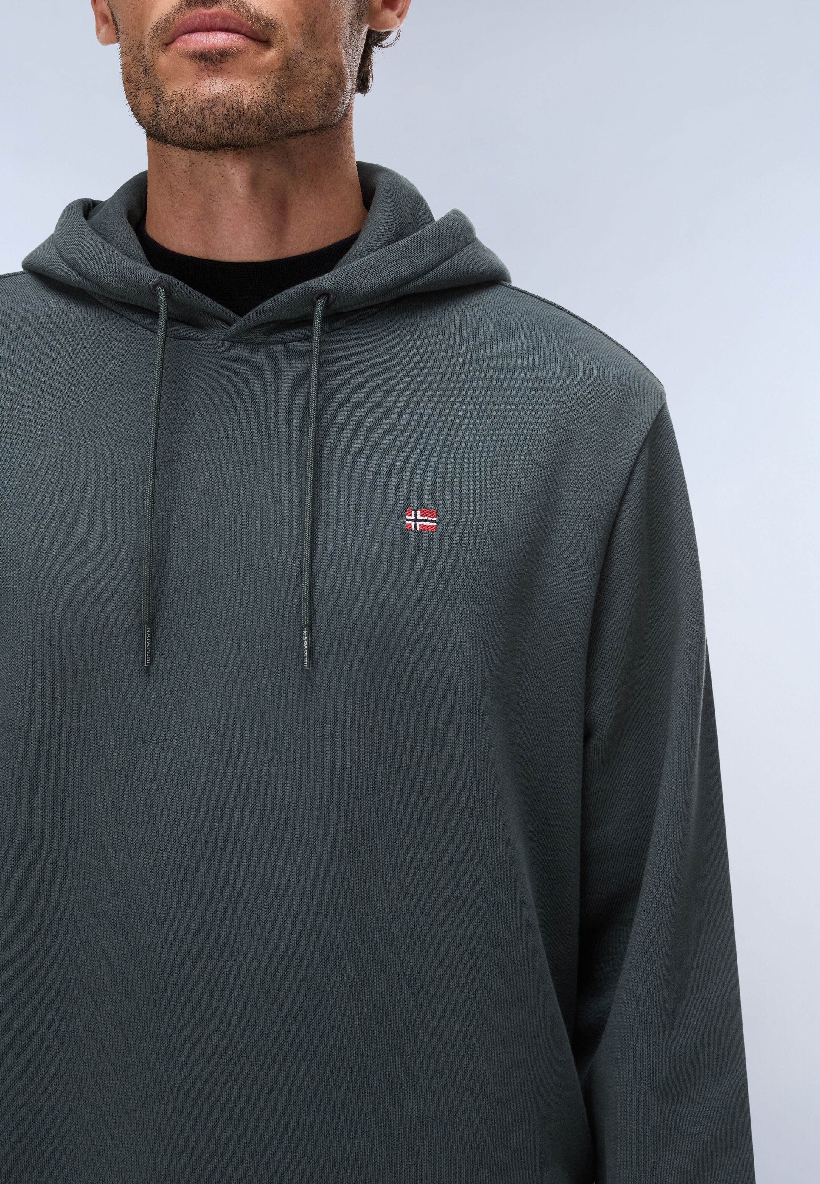 Kapuzensweatshirt NAPAPIJRI, Herren, Gr. M, grün (grün urban), Obermaterial: 100% Baumwolle, normal, Rundhals, angesetztes Bündchen, Sweatshirts Kapuzensweatshirt, mit Langarm-Design, aus Baumwolle grün urban M