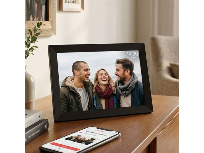 Digitaler Bilderrahmen, schwarzer Rahmen mit App-Steuerung & weltweitem Bild-Upload