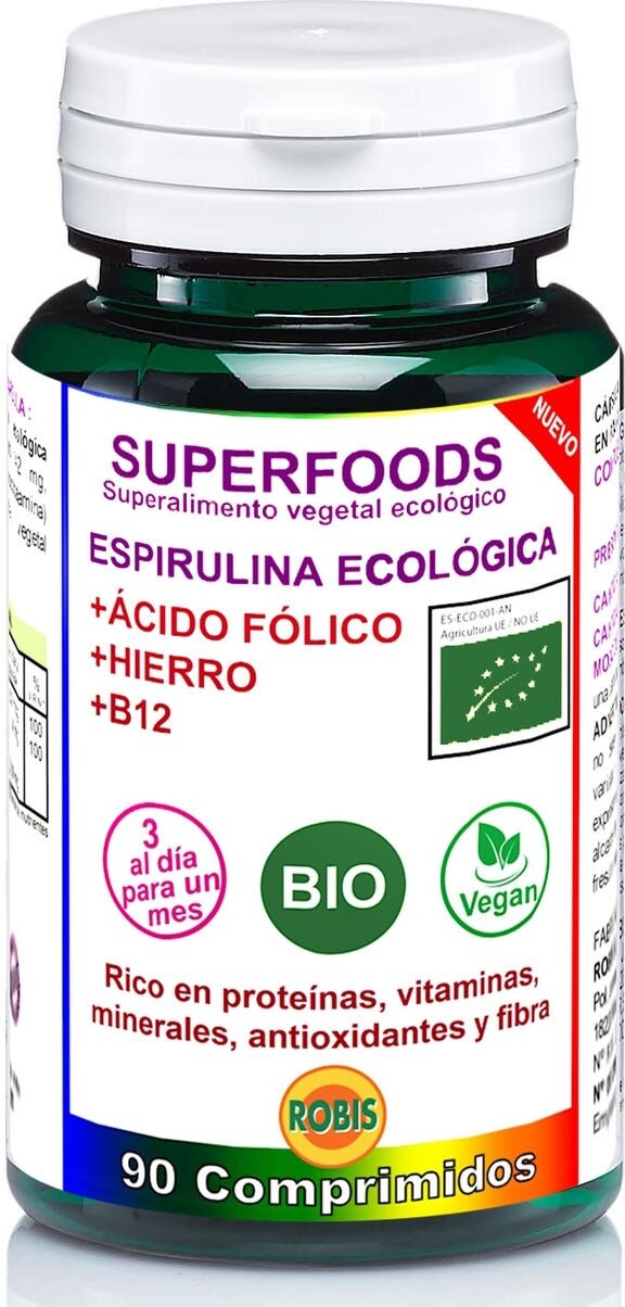 ROBIS Espirulina Eco + Ácido Fólico + Hierro + B12 90 comp