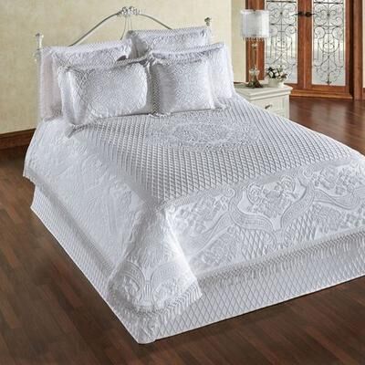 Touch of Class Madeira Coverlet, King, White