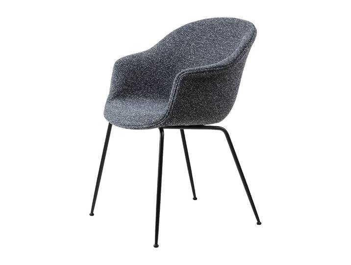 GUBI Bat Dining Chair Fully Upholstered Stuhl Around bouclé 023-black
