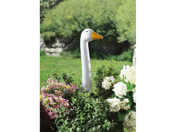 Gartenstecker Gans, Gertrud, Weiss/Orange