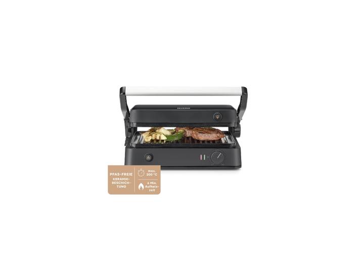Kontaktgrill SEVERIN KG 2398 , schwarz (kunststoff), B:35cm H:15cm T:32cm, Kontaktgrill_Standgrill_Tischgrill_Teppanyakigrill, Kontaktgrill