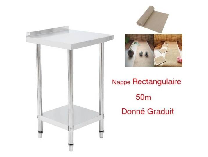 Table L 600 x P 600 mm de Préparation Vogue en Inox + Nappe rectangulaire 50cm