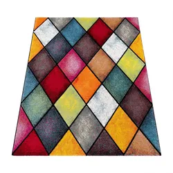 KADIMA DESIGN Teppich Kurzflor Rauten Wohnzimmer schmutzabweisend Mehrfarbig Rechteckig 120x170 | 100% Polypropylen | Florhöhe: 12 mm | pflegeleicht