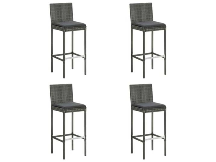 KUTYWEXFM 4er Set Barhocker Grau, Poly Rattan Gartenstuhl mit Kissen Wetterfeste Bistrostühle für Terrasse und Balkon mit abnehmbaren Sitzpolstern und stabiler Fußablage für Bartische.