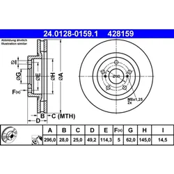 Bremsscheibe ATE 24.0128-0159.1 (2 Stk.) für Lexus ES